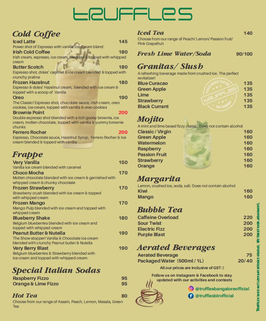 Menu of Truffles, Kalyan Nagar, Bangalore