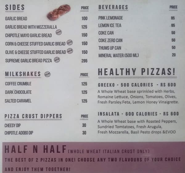 Pizza Kitchen By 1Tablespoon menu