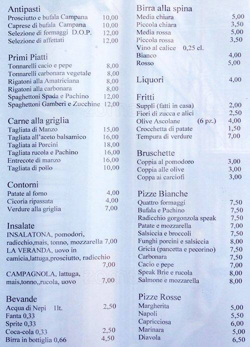 Menu di La Veranda 