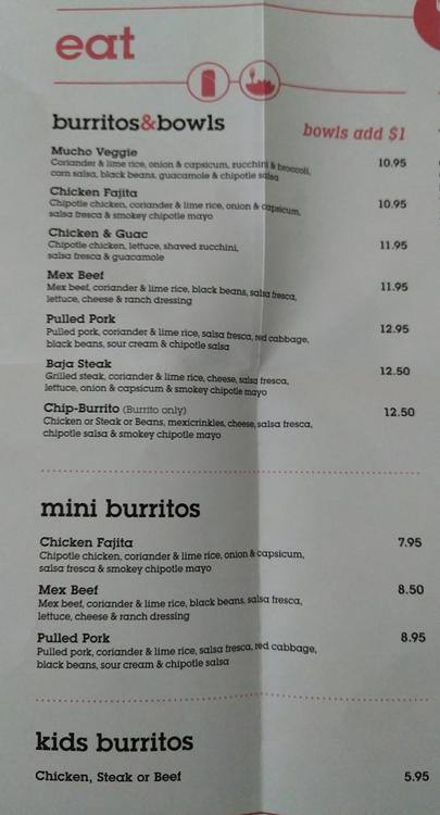 Salsa's меню