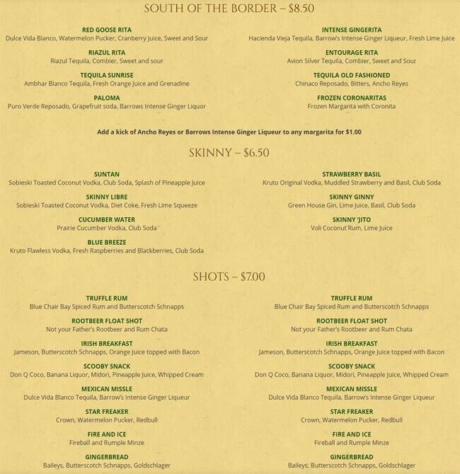 The Goose's Acre menu