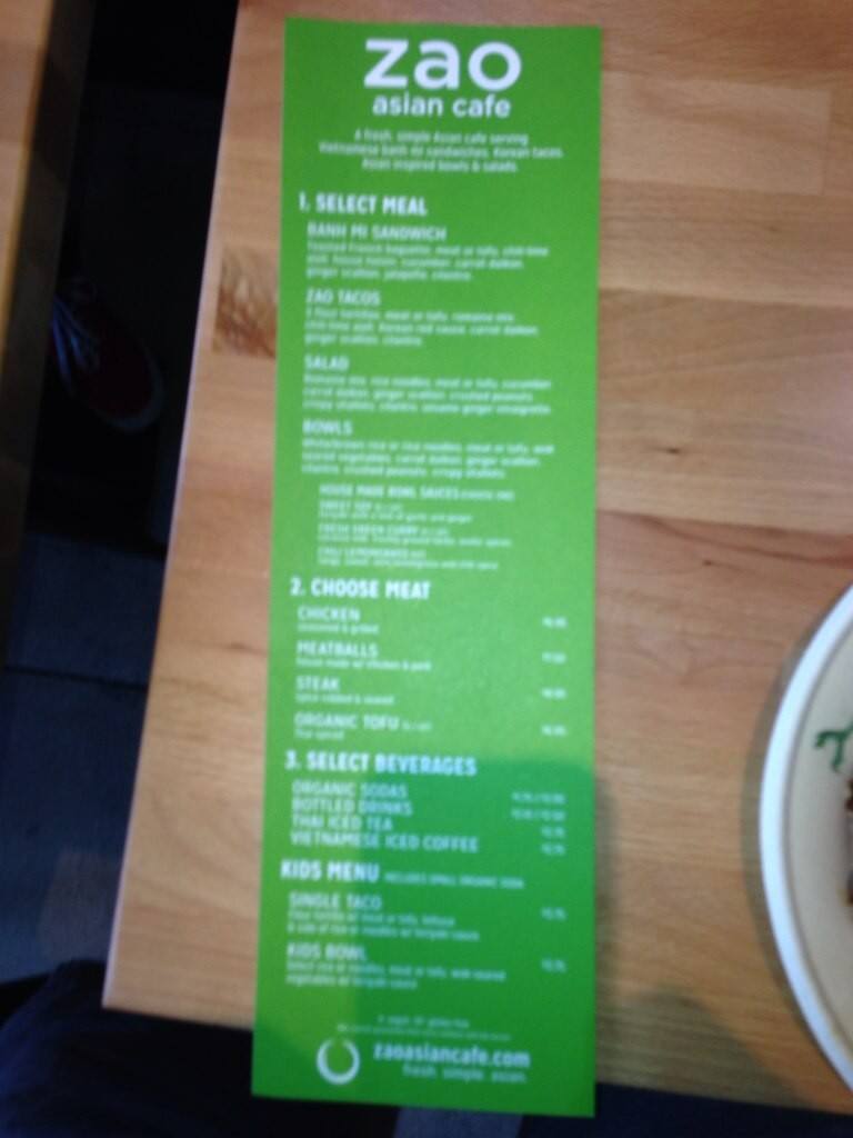 Zao Asian Cafe Menu Menu For Zao Asian Cafe East Central Salt Lake 