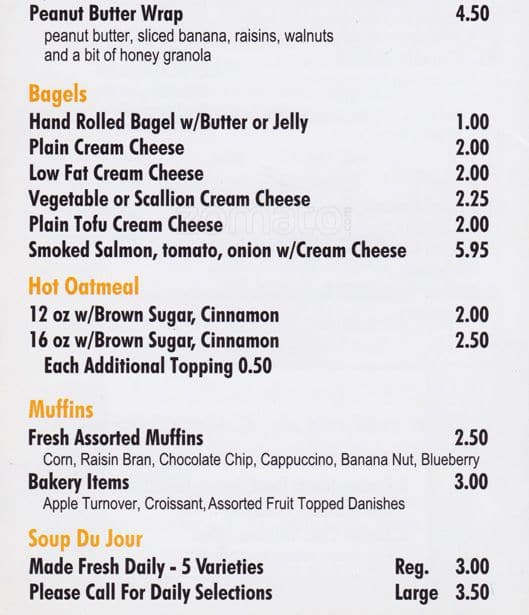 Menu at Elim Deli Cafe, West New York