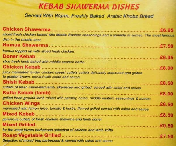Zenobia menu