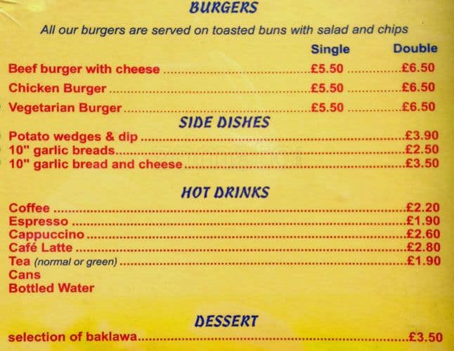 Zenobia menu