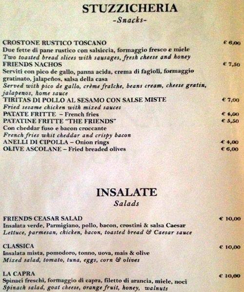 Da Paniga Menu Di Natale.The Friends Menu Menu For The Friends Repubblica Milano