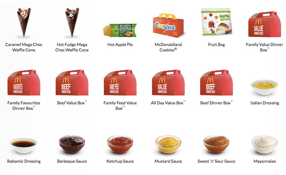 McDonald's menu