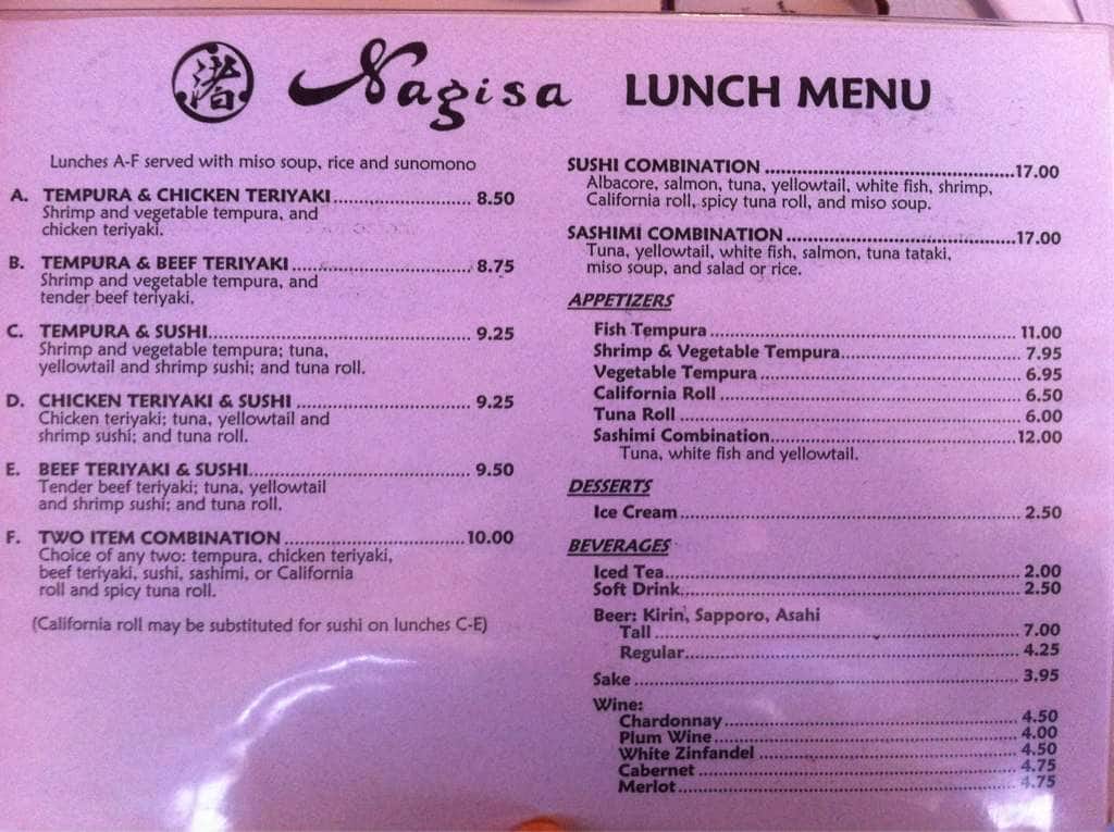 Nagisa Sushi Menu, Menu for Nagisa Sushi, Corona Del Mar, Orange County