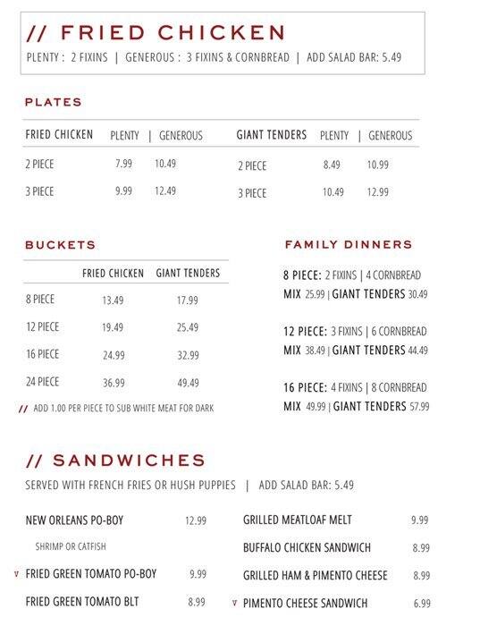 Menu at The Coop restaurant, Winter Park, 610 W Morse Blvd