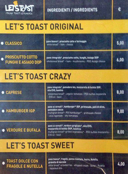 Menu di Let's Toast 