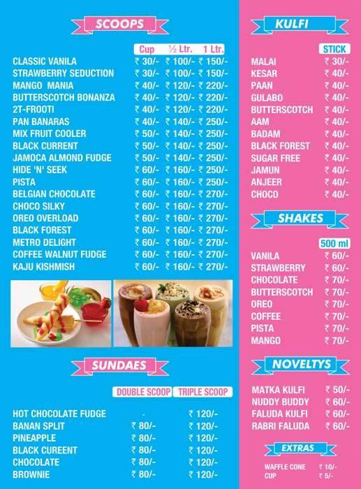 Scoop Junction Menu, Menu for Scoop Junction, Rajouri Garden, New Delhi