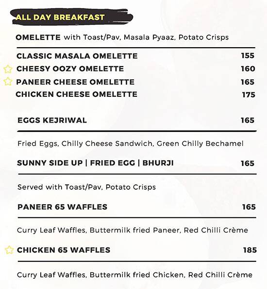 Menu at Hotel GreenPark, Begumpet, Hyderabad