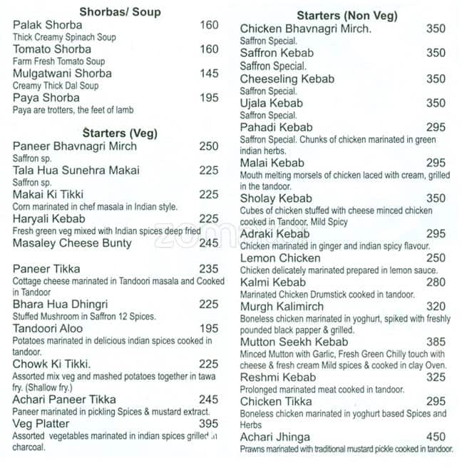 Saffron 12 Menu, Menu for Saffron 12, Mahim, Mumbai - Zomato