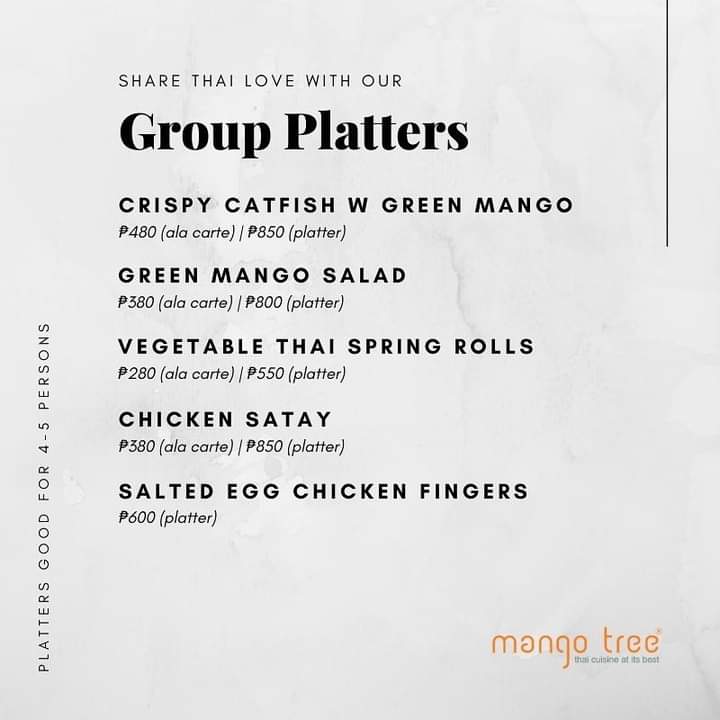 Menu at Mango Tree Bonifacio High Street Central restaurant, Taguig