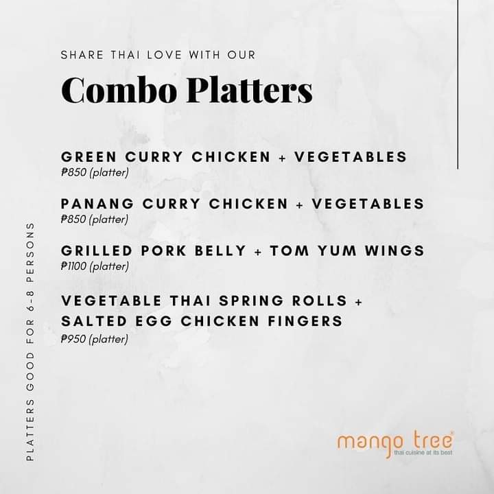 Menu at Mango Tree Bonifacio High Street Central restaurant, Taguig