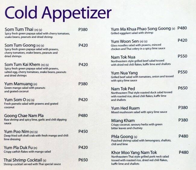 Mango Tree Menu, Menu for Mango Tree, Bonifacio Global City, Taguig