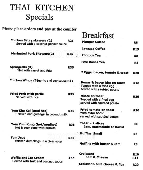 Thai Kitchen Menu, Menu for Thai Kitchen, Knysna, Western Cape Zomato SA