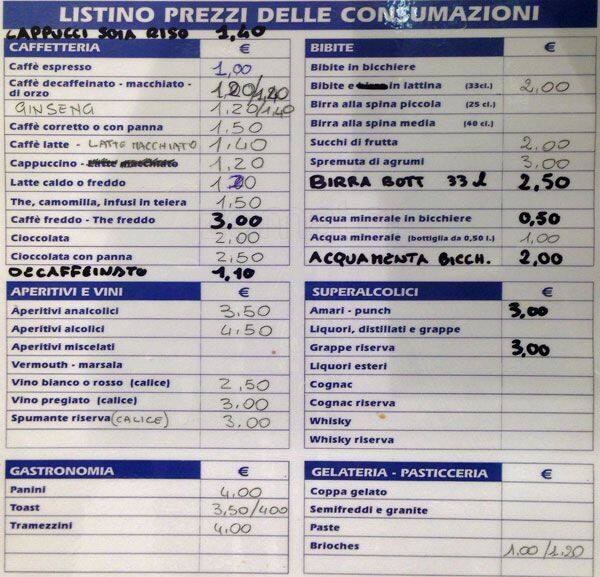 Menu di Le Voglie Milano 
