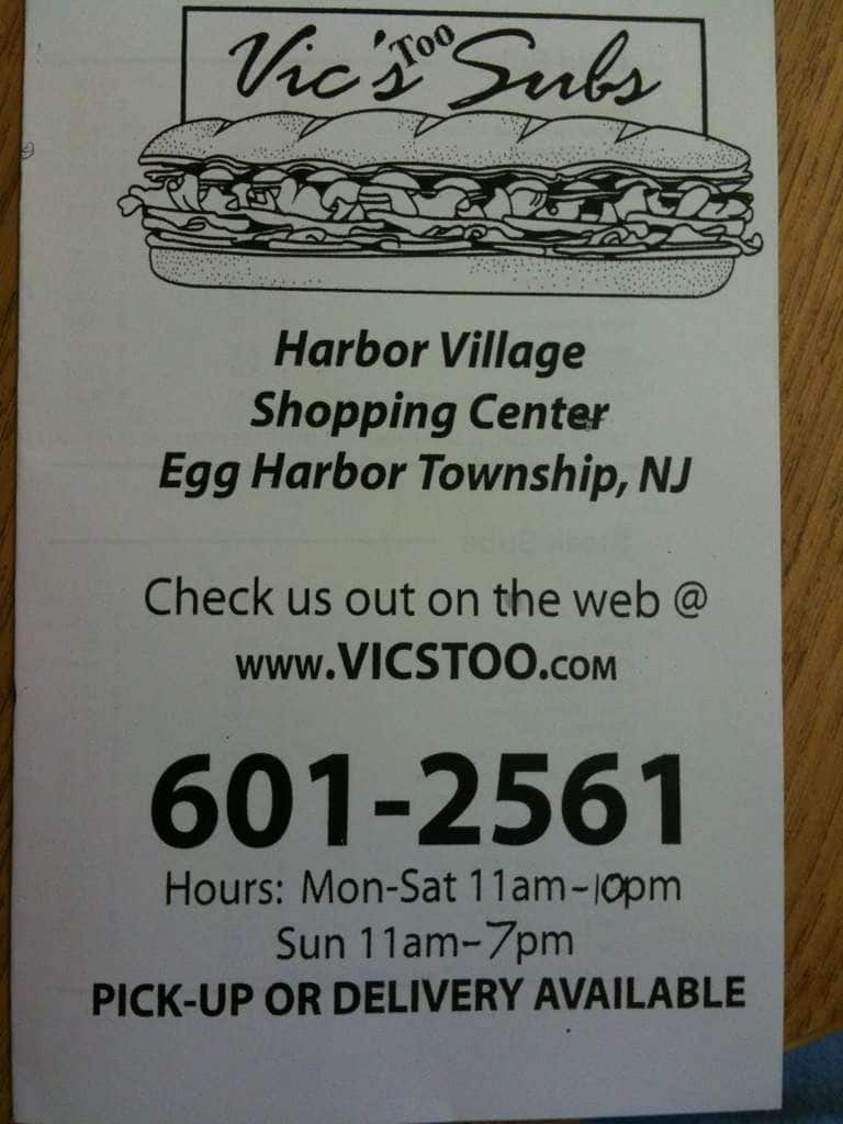 Menu at Pete's Subs restaurant, Egg Harbor Township