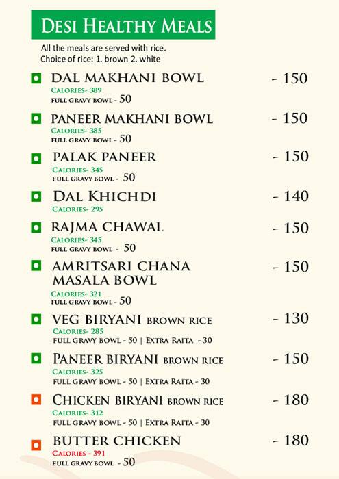 Greens N Leans menu