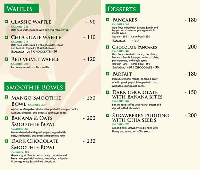 Greens N Leans menu