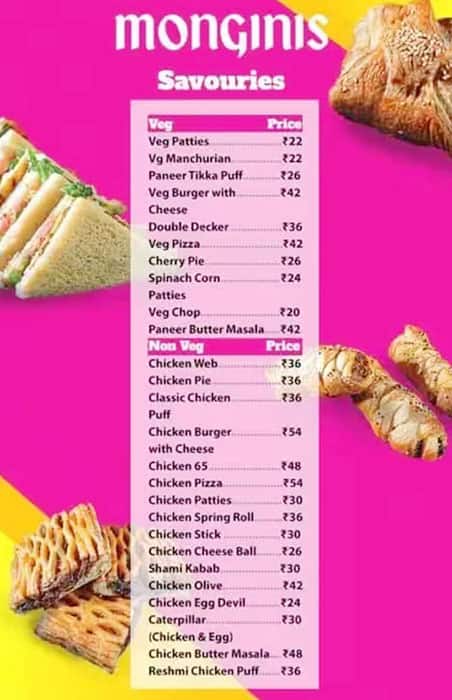 Monginis menu discount