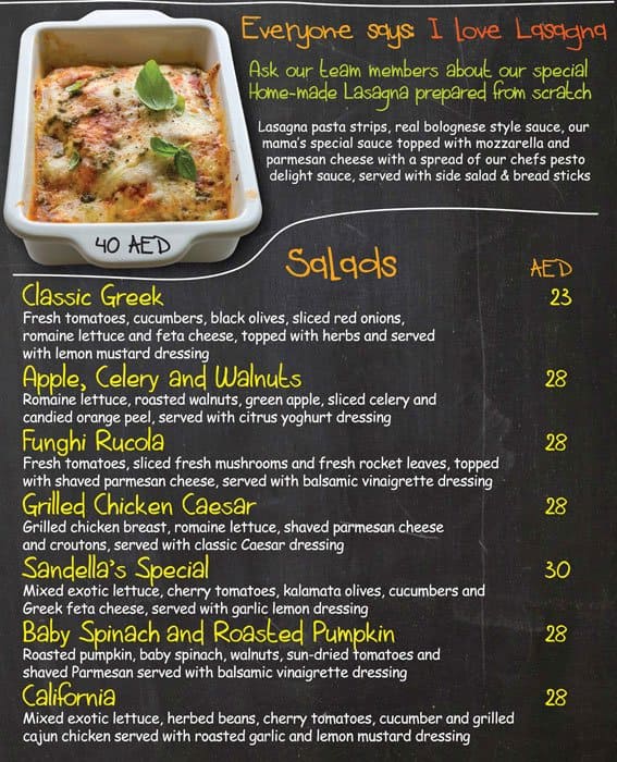 Sandella's Flatbread Cafe Menu Zomato