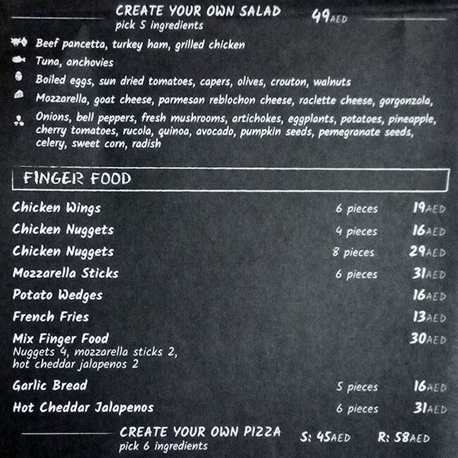 Menu at MAMBO GOURMET PIZZA restaurant, Dubai, Tiffany Tower Cluster W