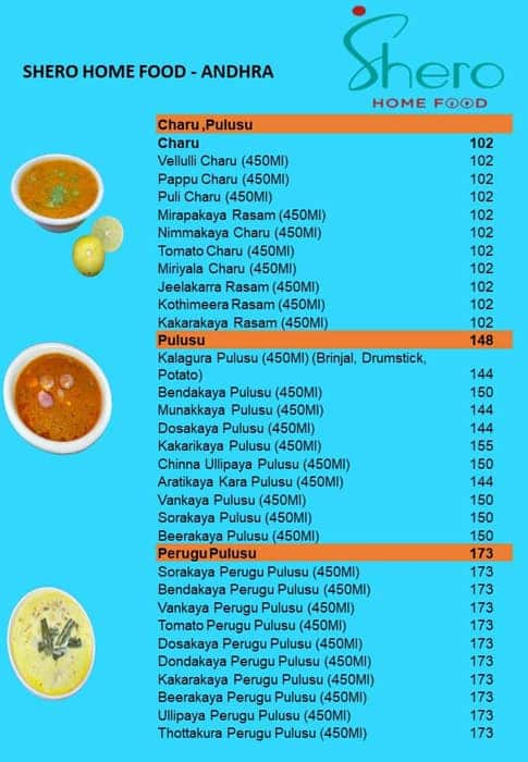 Menu Of Shero Home Food - Andhra, Miyapur, Hyderabad