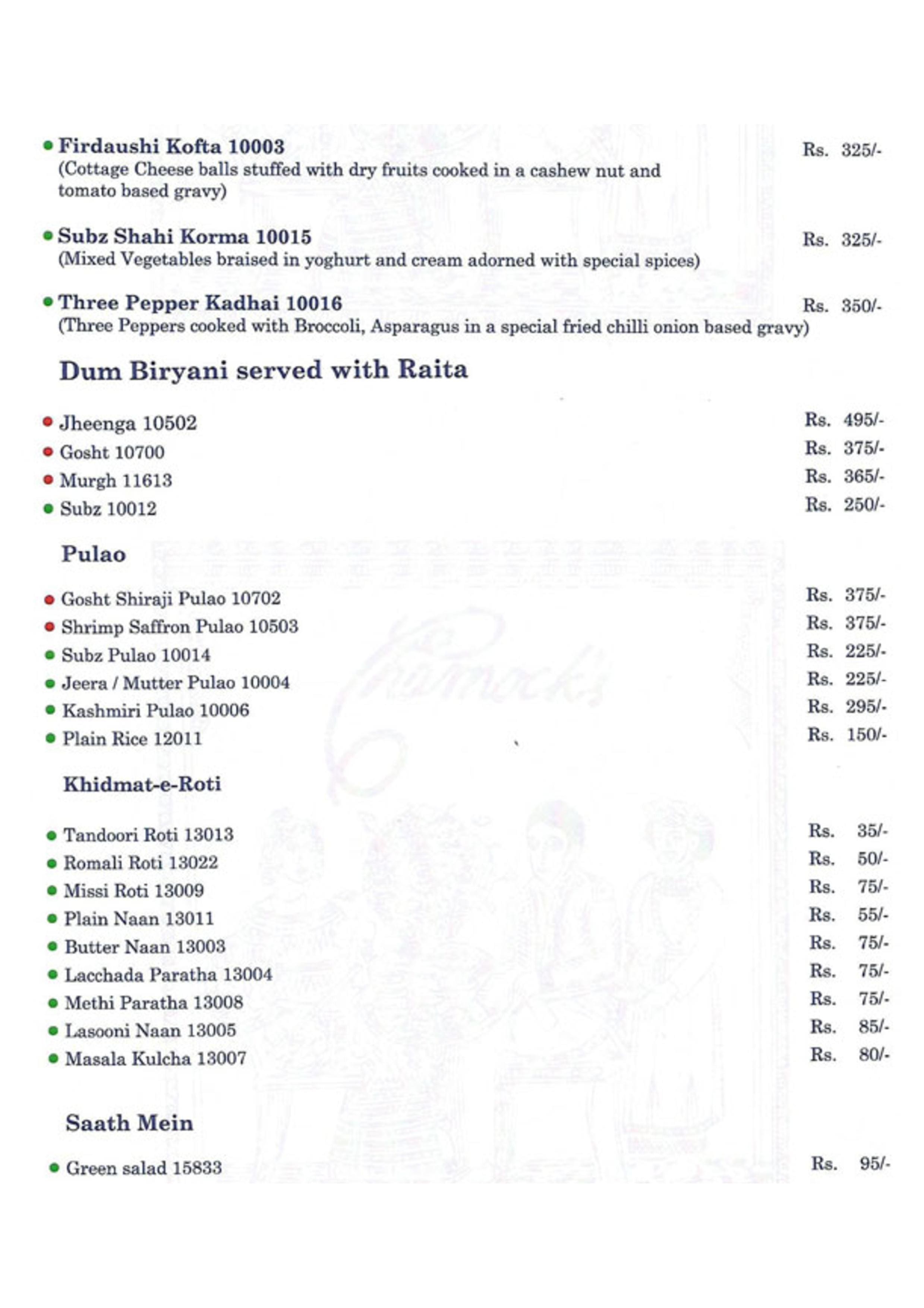 Charnock's Multicuisine Restaurant Salt Lake menu