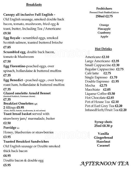 143 The Canopy Menu, Menu for 143 The Canopy, Epsom, London Zomato UK