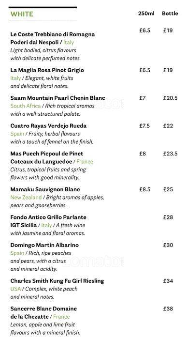 Café W menu