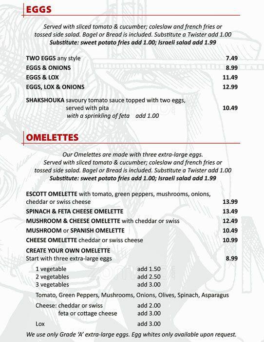 United Bakers Menu, Menu podniku United Bakers, North York, Toronto