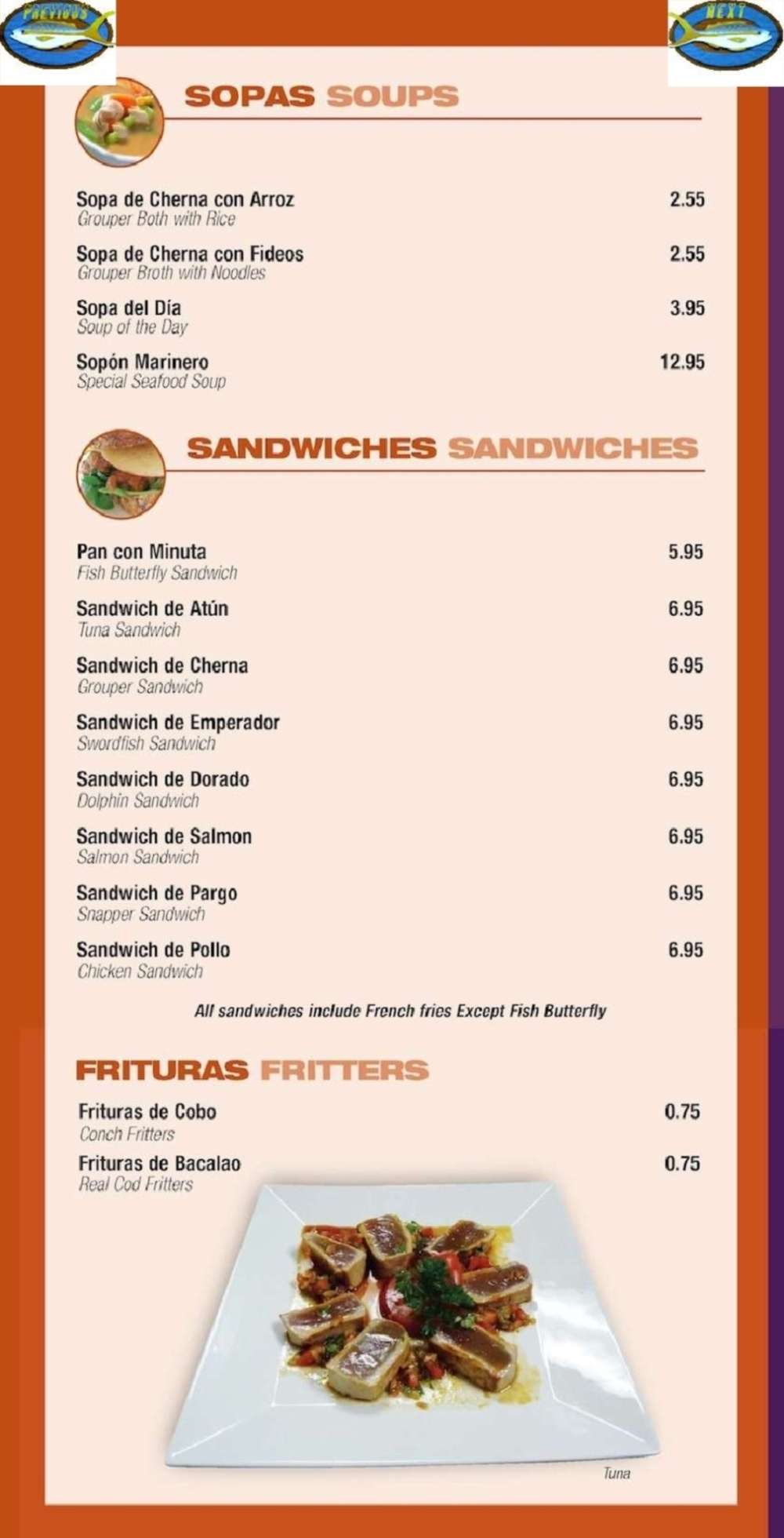 Menu at Cayo Esquivel Seafood restaurant, Miami, SW 40th St