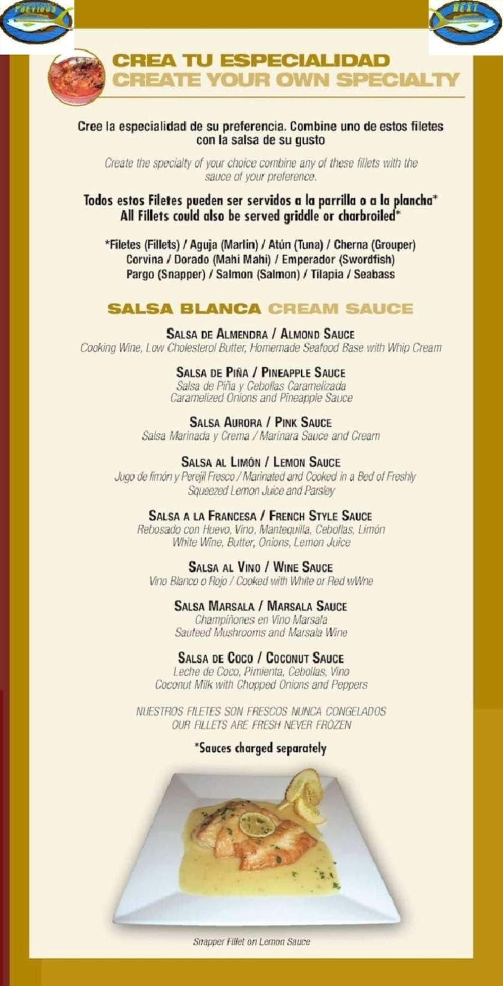 Menu at Cayo Esquivel Seafood restaurant, Miami, SW 40th St