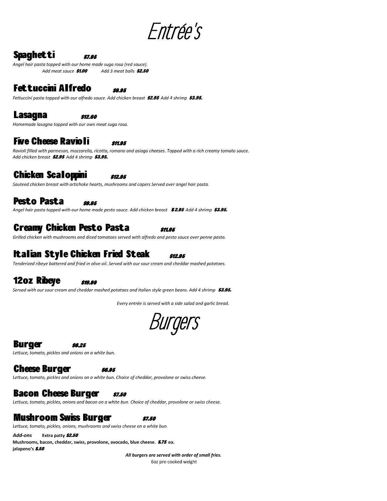 On Da Rocks Menu Menu at On The Rocks pub & bar, Cottonwood Shores