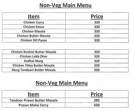 Menu at Valley Restaurant Cum Bar, Kolkata