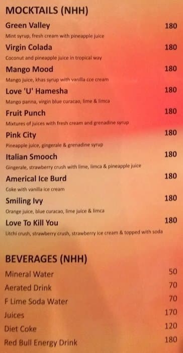 Rhythm Restro-Bar menu