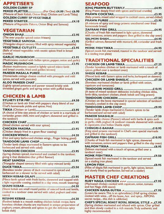 Golden Curry Menu, Menu for Golden Curry, East Molesey, London Zomato UK