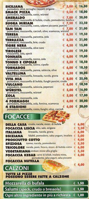 Menu di Pizzeria Smeraldo 1 
