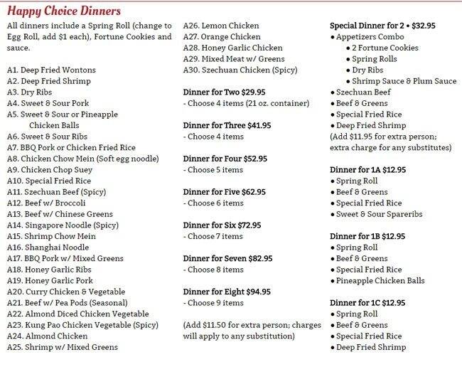 Wing's Restaurant Menu, Menu for Wing's Restaurant, Northeast Edmonton