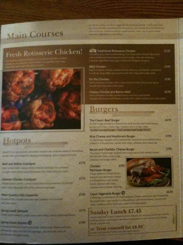 Stag's Leap menu