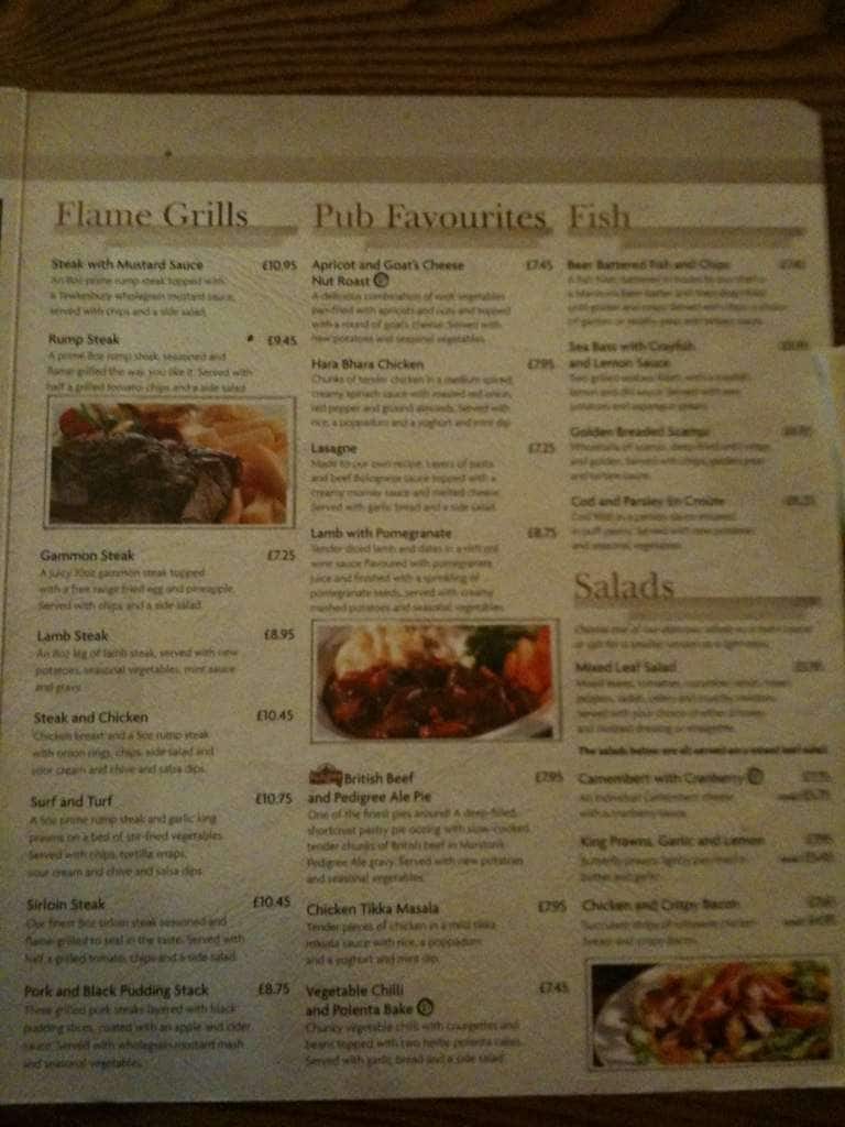 Stag's Leap menu