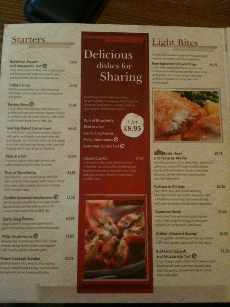 Stag's Leap menu