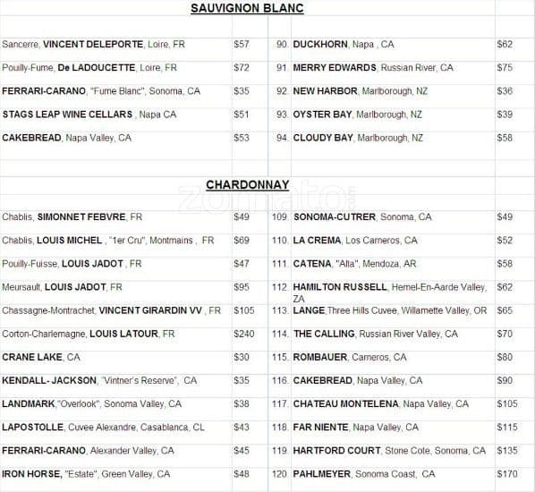 Menu at Joe's Stone Crab Restaurant, Miami Beach