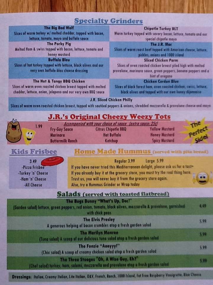 Menu at JR Grinder pub & bar, Canfield