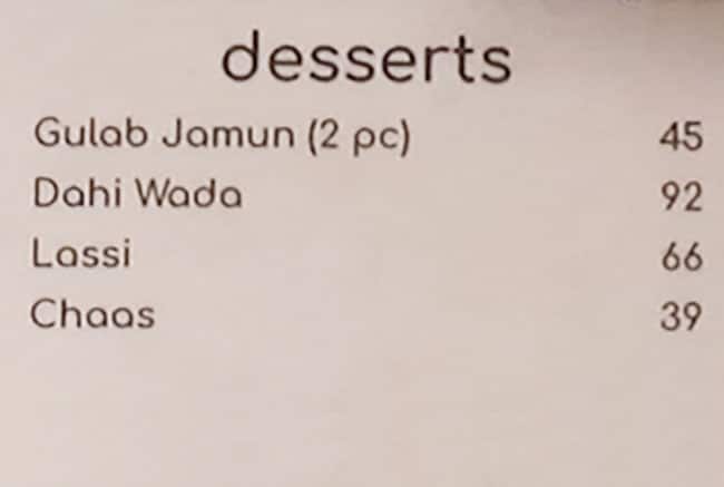 Thambbi Veg Restaurant menu