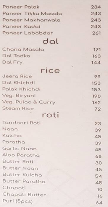 Thambbi Veg Restaurant menu