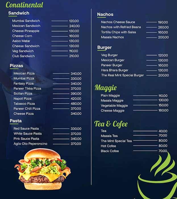 Menu at The Real Mint Cafe & Restro, Raipur