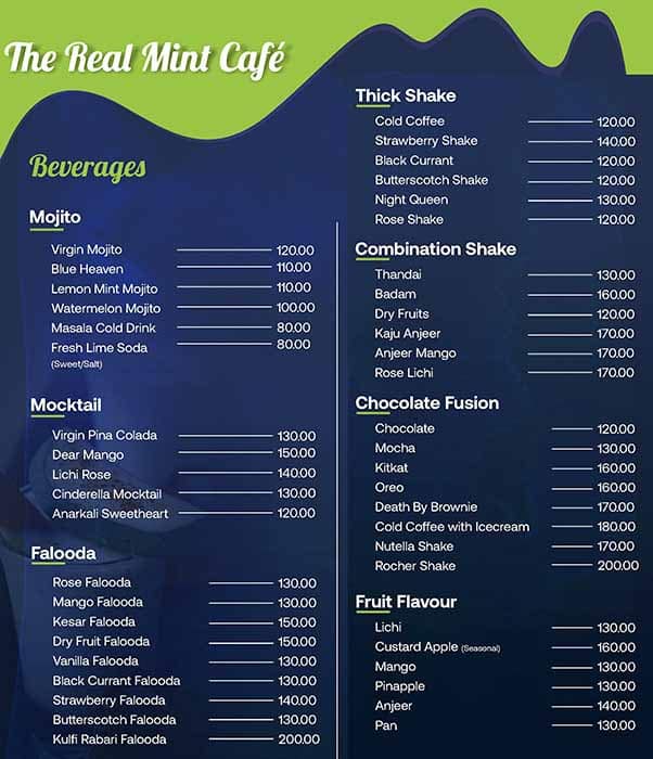 Menu at The Real Mint Cafe & Restro, Raipur